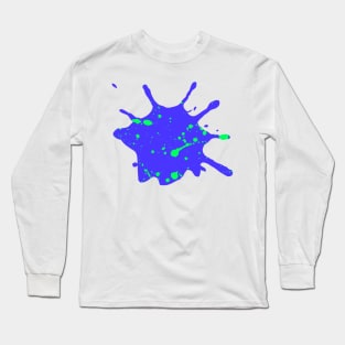 Royal Blue and Neon Green Paint Splatter Long Sleeve T-Shirt